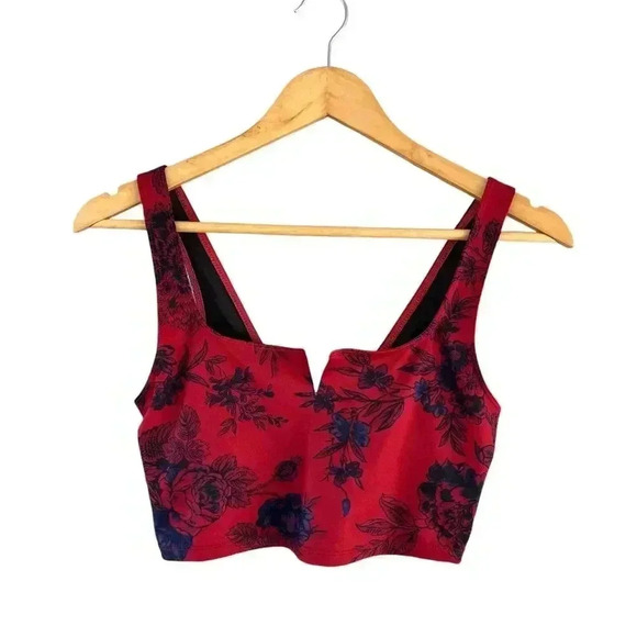 Free People Movement Ashford Lose Control Sports Bra Size Xs Red Floral - Picture 8 of 9